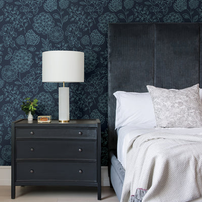 product image for Ada Indigo Floral Wallpaper from the Scott Living II Collection by Brewster Home Fashions 65
