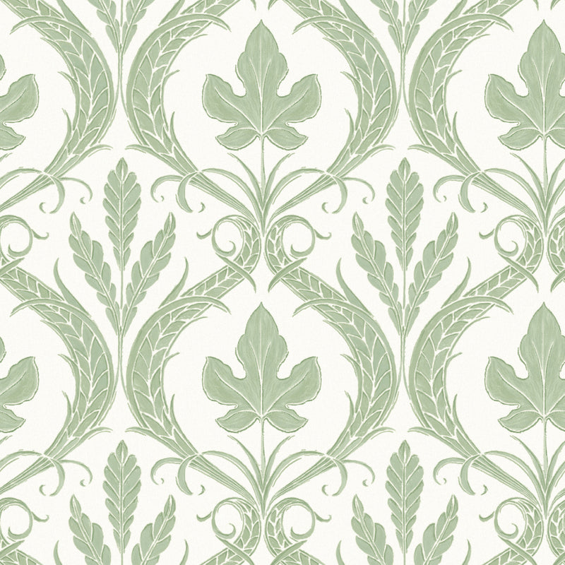 media image for Damask Wallpaper in Green/White from Damask Resource Library by York Wallcoverings 216