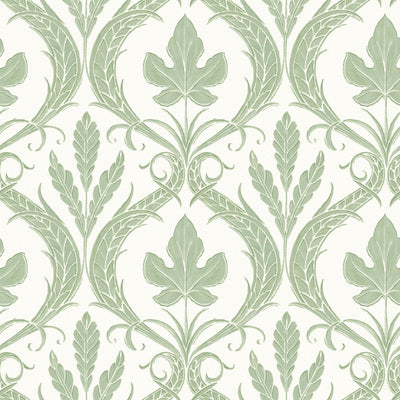 product image of sample adirondack damask wallpaper in green white from damask resource library by york wallcoverings 1 596