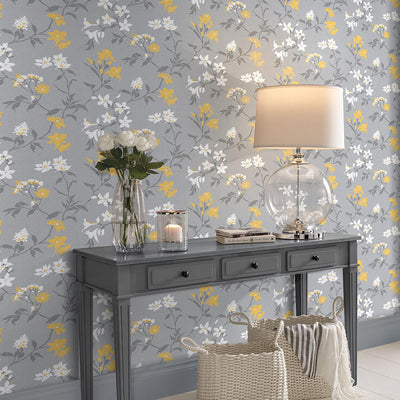 product image for Aeris Wallpaper in Grey and Yellow from the Exclusives Collection by Graham & Brown 40