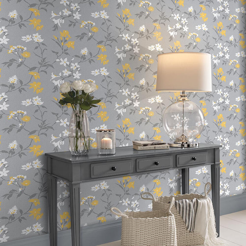 media image for Aeris Wallpaper in Grey and Yellow from the Exclusives Collection by Graham & Brown 27