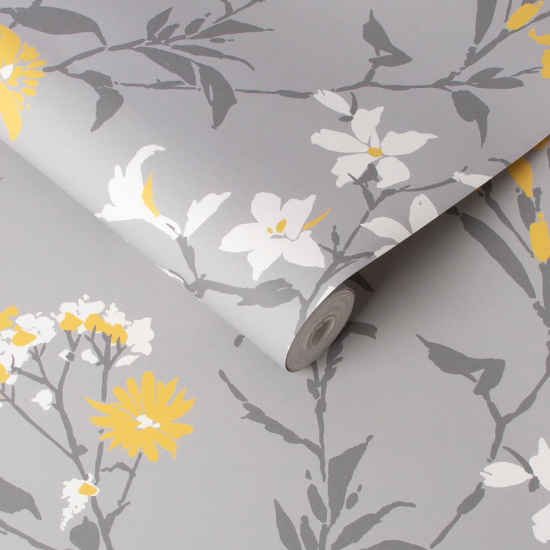 media image for Aeris Wallpaper in Grey and Yellow from the Exclusives Collection by Graham & Brown 218