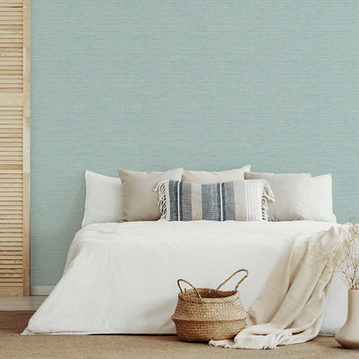 product image for Agave Imitation Grasscloth Wallpaper in Aqua from the Pacifica Collection by Brewster Home Fashions 45
