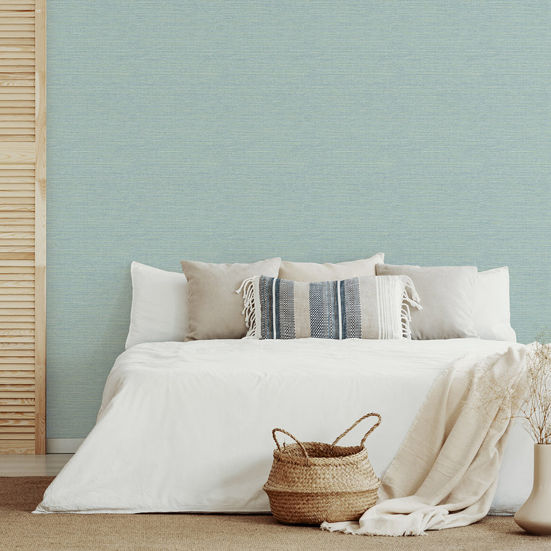 media image for Agave Imitation Grasscloth Wallpaper in Aqua from the Pacifica Collection by Brewster Home Fashions 286