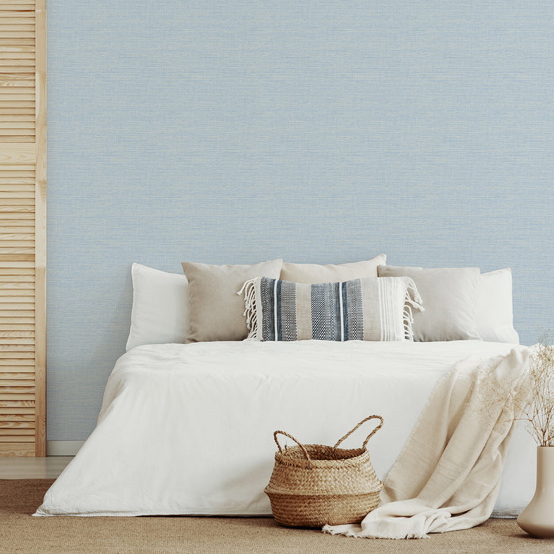 media image for Agave Imitation Grasscloth Wallpaper in Blue from the Pacifica Collection by Brewster Home Fashions 299