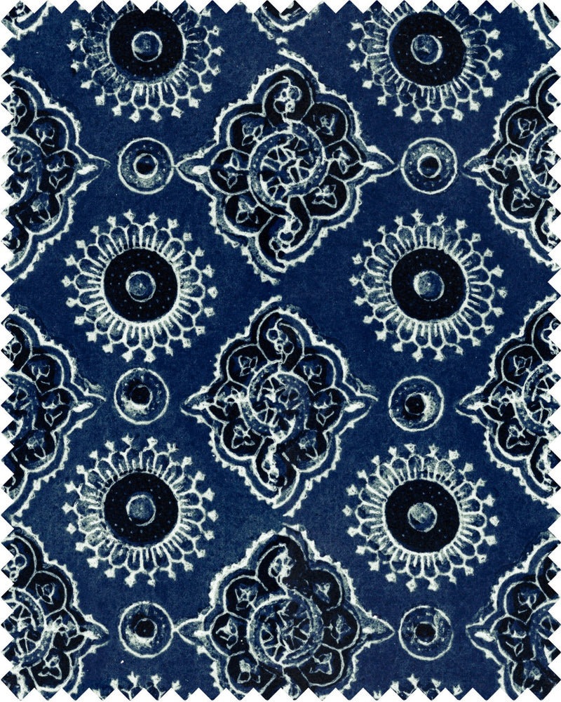 media image for Ajrak Linen Fabric in Blue by Mind the Gap 285