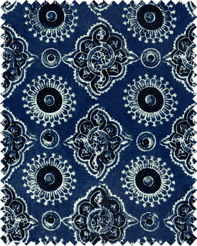 product image of sample ajrak linen fabric in blue by mind the gap 1 599