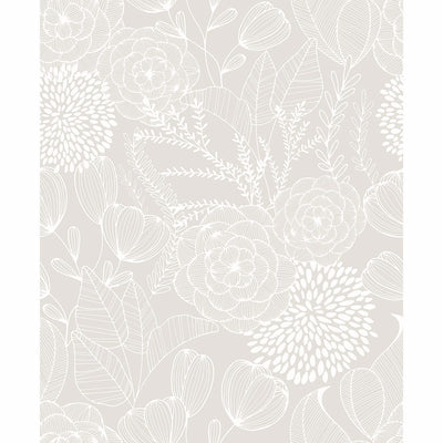 product image of Alannah Botanical Wallpaper in Bone from the Bluebell Collection by Brewster Home Fashions 532