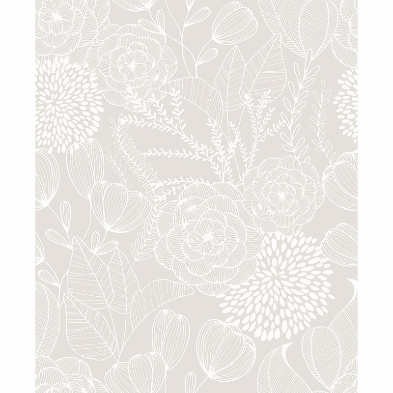 media image for Alannah Botanical Wallpaper in Bone from the Bluebell Collection by Brewster Home Fashions 23