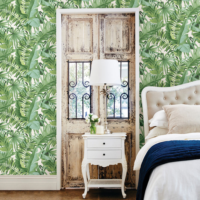 media image for Alfresco Tropical Palm Wallpaper in Green from the Pacifica Collection by Brewster Home Fashions 250