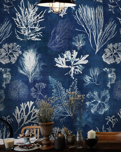 product image for Algae Wallpaper in Navy Blue from the Atoll Collection by Mind the Gap 2