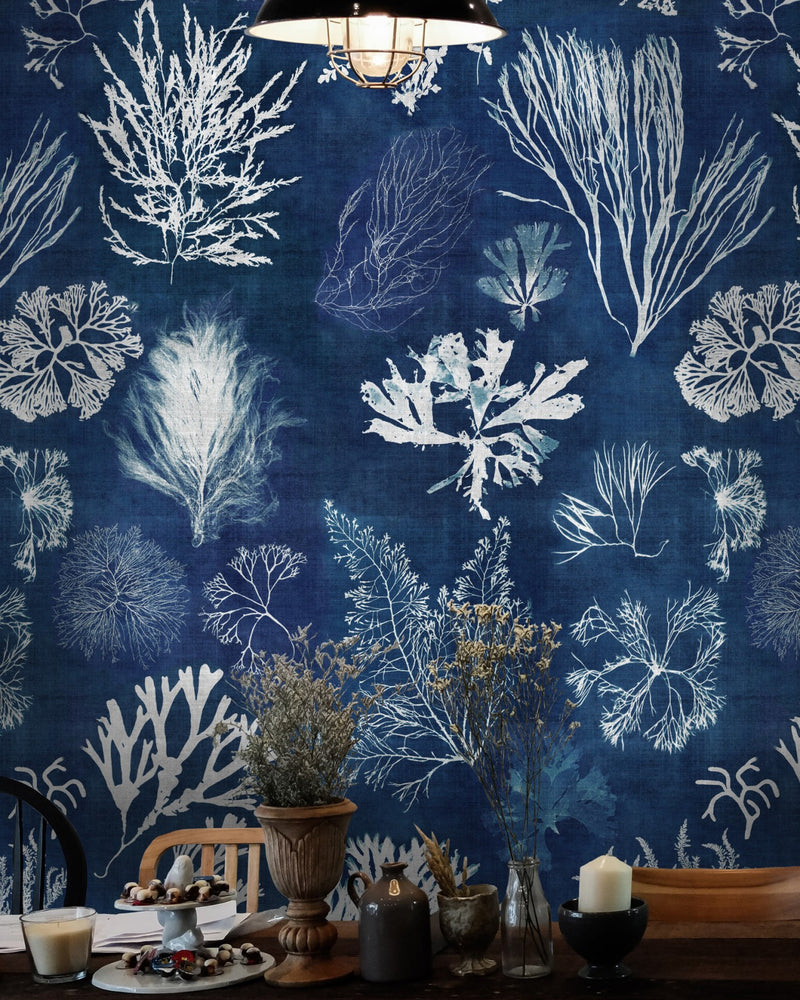 media image for Algae Wallpaper in Navy Blue from the Atoll Collection by Mind the Gap 298