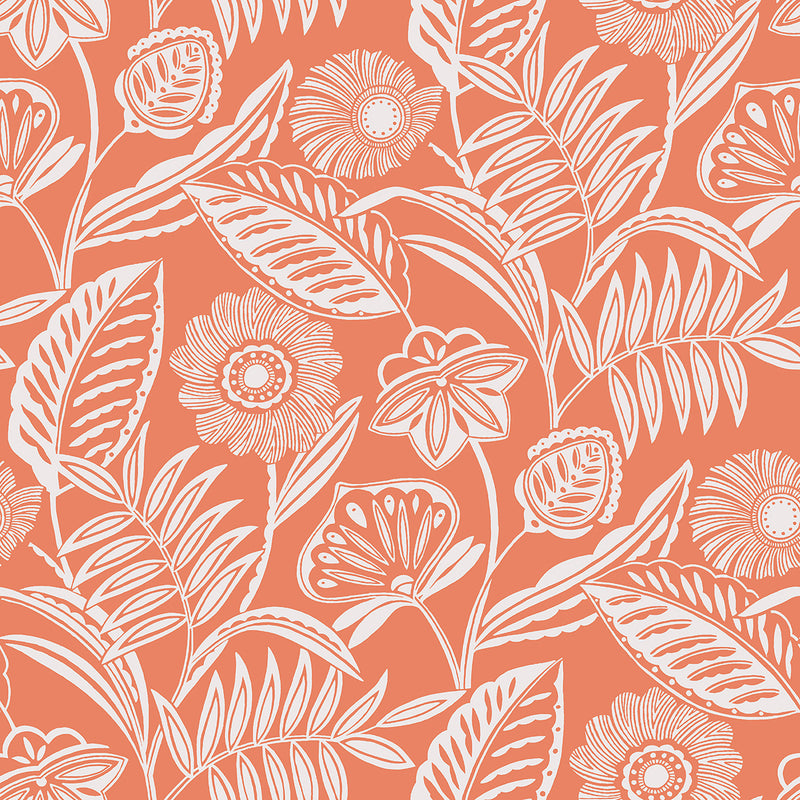 media image for Alma Tropical Floral Wallpaper in Coral from the Pacifica Collection by Brewster Home Fashions 25