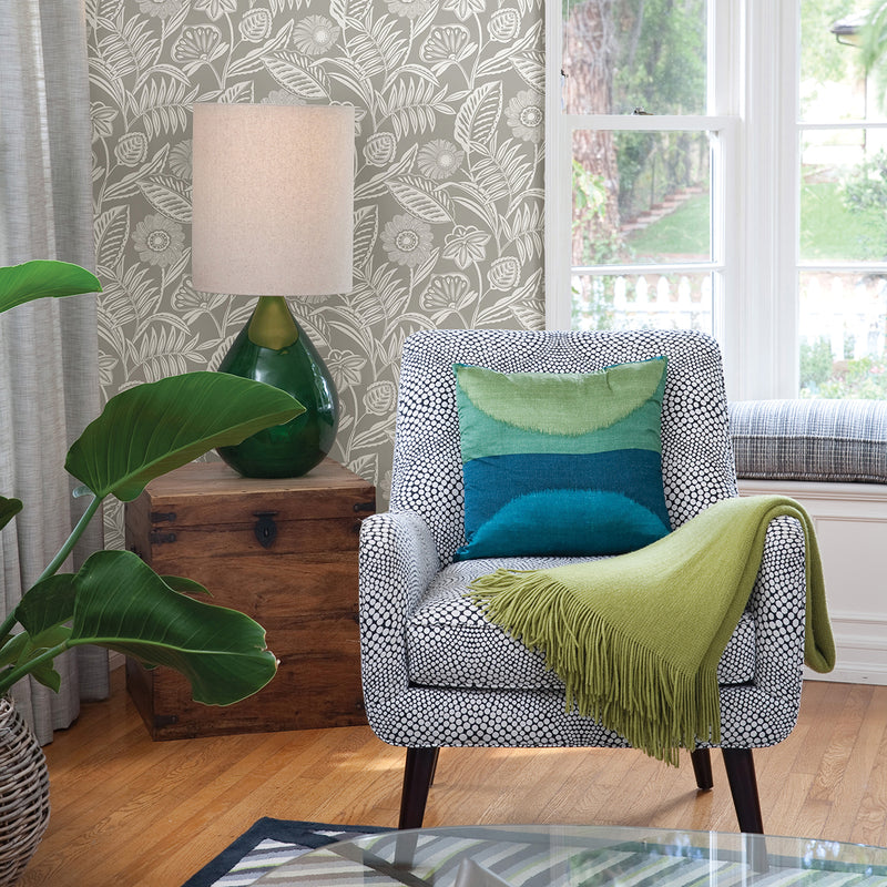 media image for Alma Tropical Floral Wallpaper in Light Grey from the Pacifica Collection by Brewster Home Fashions 289
