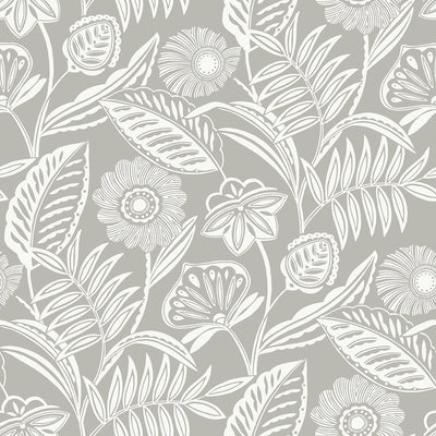 product image for Alma Tropical Floral Wallpaper in Light Grey from the Pacifica Collection by Brewster Home Fashions 5