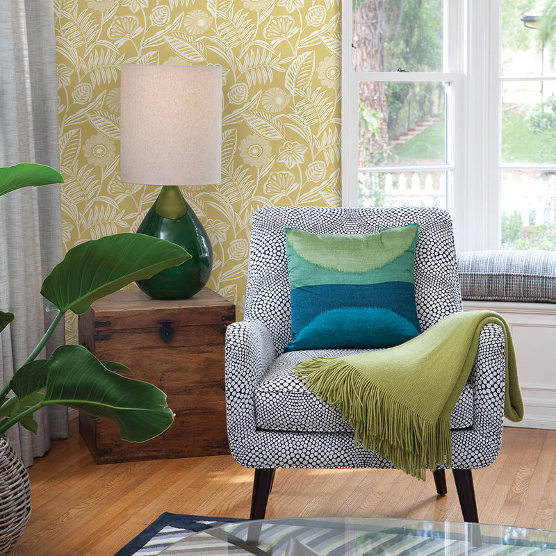 media image for Alma Tropical Floral Wallpaper in Yellow from the Pacifica Collection by Brewster Home Fashions 268