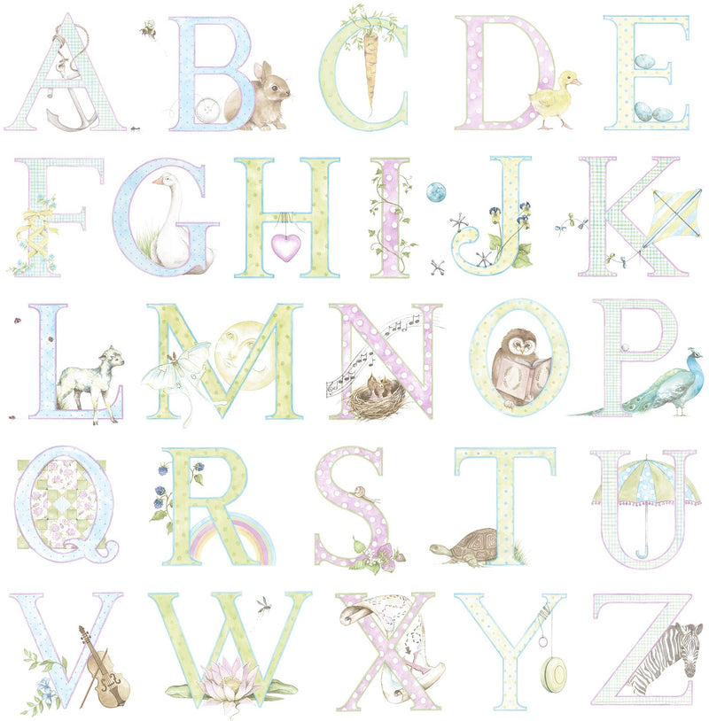 media image for sample alphabet wallpaper in light pastel from the day dreamers collection by seabrook wallcoverings 1 226