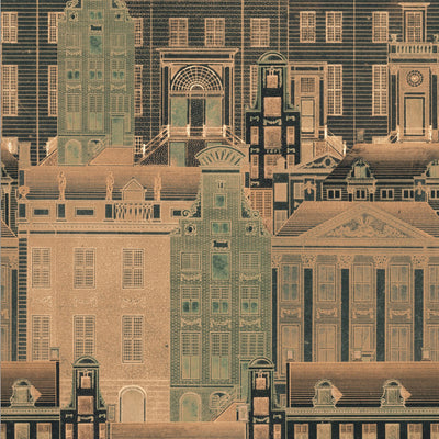 product image of sample amsterdam wallpaper in orange from the histoire de larchitecture collection by mind the gap 1 52