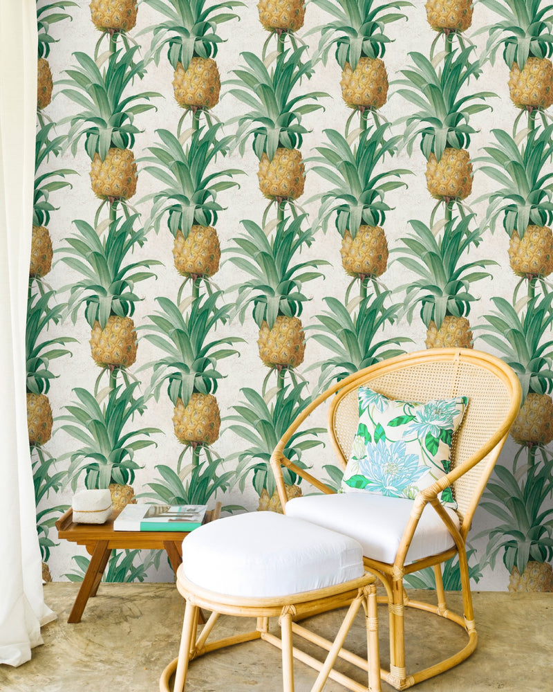 media image for Ananas Wallpaper in Green and Yellow from the Tropical Vibes Collection by Mind the Gap 254