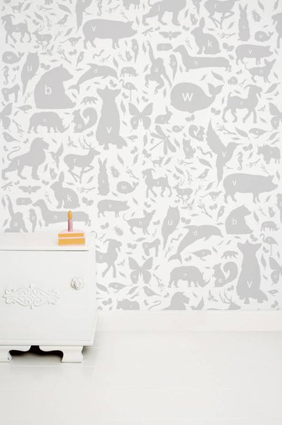 product image of Animal Alphabet Kids Wallpaper in Grey by KEK Amsterdam 584