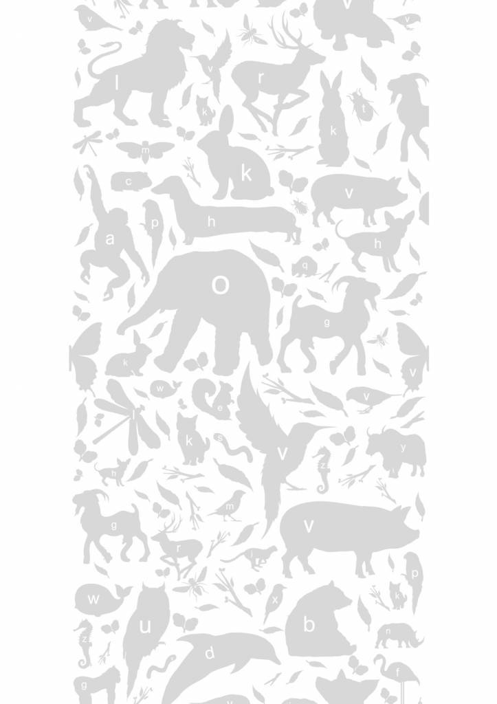 media image for Animal Alphabet Kids Wallpaper in Grey by KEK Amsterdam 216