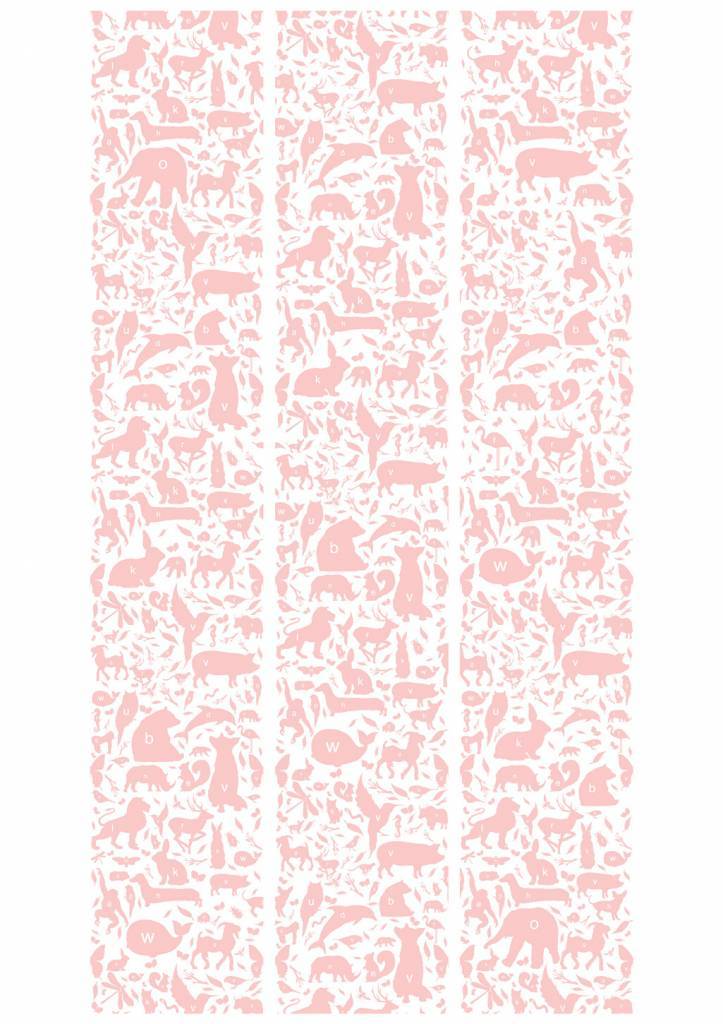 media image for Animal Alphabet Kids Wallpaper in Pink by KEK Amsterdam 223