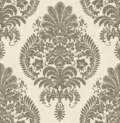 product image for Antigua Damask Wallpaper in Charcoal and Ivory from the Luxe Retreat Collection by Seabrook Wallcoverings 51
