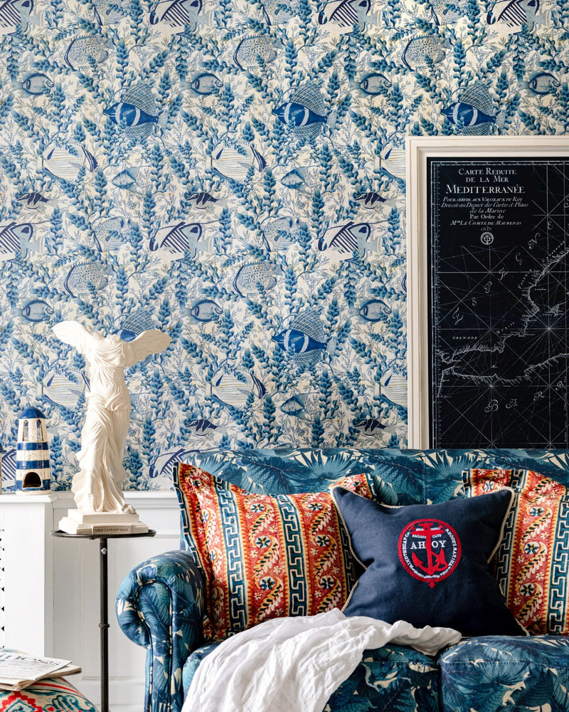 media image for Aquarium Wallpaper in Indigo from the Sundance Villa Collection by Mind the Gap 28