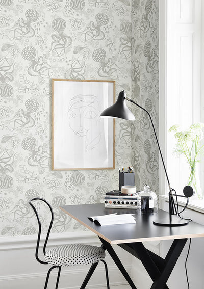 product image for Aquatic Wallpaper in Dark Grey 79