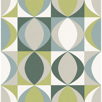 product image of Archer Linen Geometric Wallpaper in Green from the Bluebell Collection by Brewster Home Fashions 533