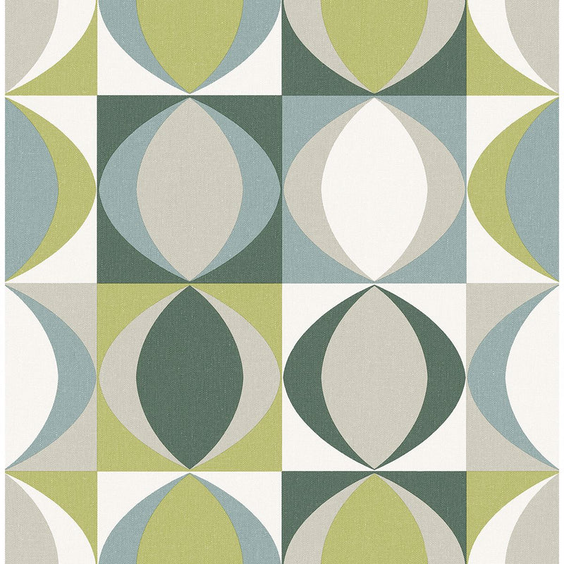 media image for Archer Linen Geometric Wallpaper in Green from the Bluebell Collection by Brewster Home Fashions 272