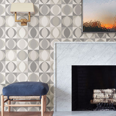 product image for Archer Linen Geometric Wallpaper in Grey from the Bluebell Collection by Brewster Home Fashions 54