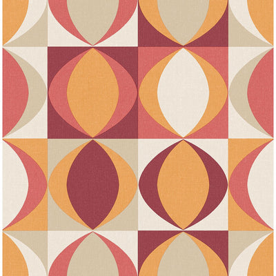 product image of Archer Linen Geometric Wallpaper in Red from the Bluebell Collection by Brewster Home Fashions 557