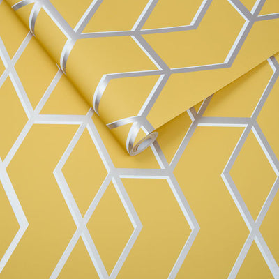 product image of sample archetype wallpaper in yellow and silver from the exclusives collection by graham brown 1 573