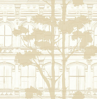 product image of Architecture with Tree Shadow Wallpaper in Gold and Cream from the Transition Collection by Mayflower 512