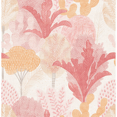 product image of sample ari desert oasis wallpaper in pink from the pacifica collection by brewster home fashions 1 546