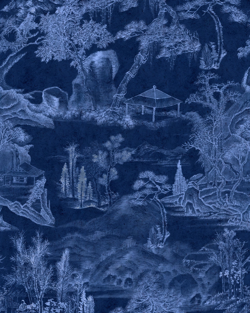 media image for Asian Scenery Wallpaper in Indigo from the Wallpaper Compendium Collection by Mind the Gap 239