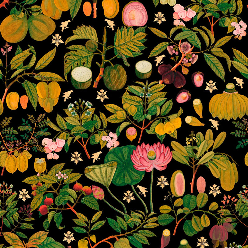 media image for Asian Fruits and Flowers Wallpaper in Dark Multi from the Florilegium Collection by Mind the Gap 226