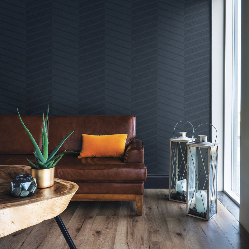 media image for Aspen Chevron Wallpaper in Indigo from the Scott Living Collection by Brewster Home Fashions 216