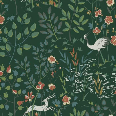 product image of sample aspen wallpaper in dark green from the traveler collection by ronald redding 1 567