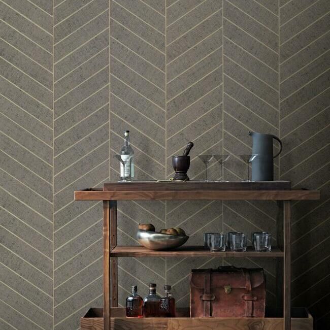 media image for Atelier Herringbone Wallpaper in Grey from the Traveler Collection by Ronald Redding 231