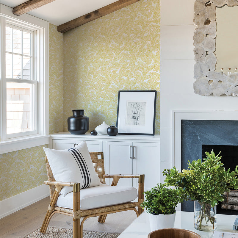 media image for Athina Fern Wallpaper in Yellow from the Pacifica Collection by Brewster Home Fashions 289