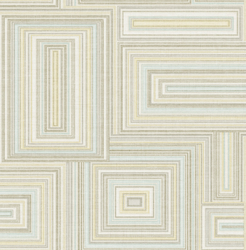 media image for Attersee Squares Wallpaper in Cream and Blue from the Lugano Collection by Seabrook Wallcoverings 298