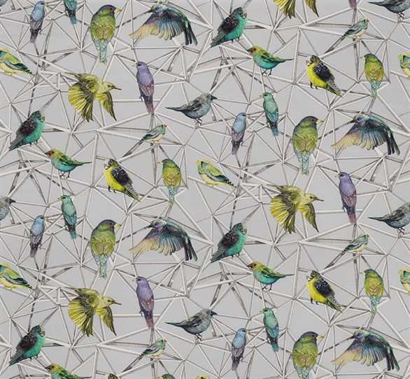 media image for Aviary Fabric in Turquoise and Chartreuse from the Enchanted Gardens Collection by Osborne & Little 27