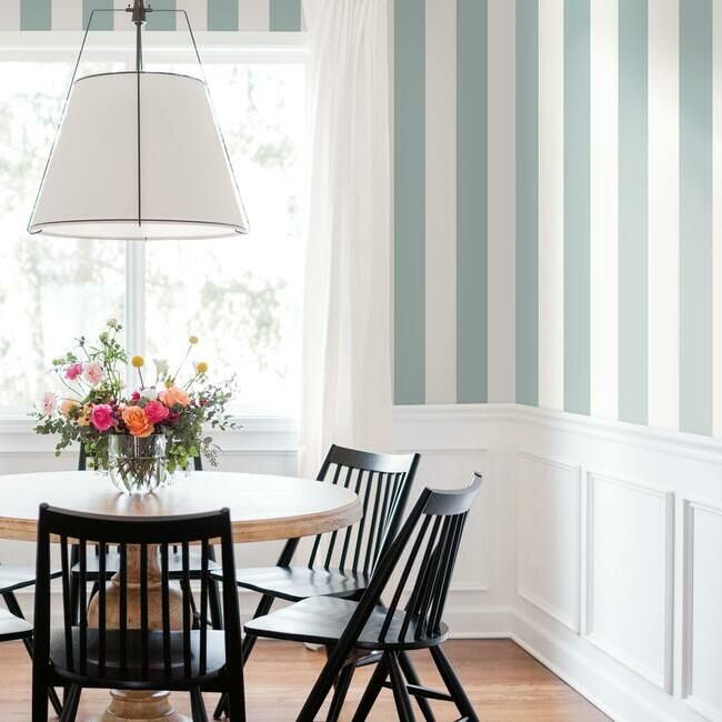 media image for Awning Stripe Wallpaper in Ocean from the Water& 230