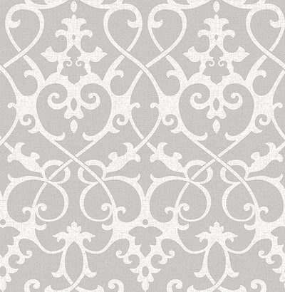 product image of Axiom Grey Ironwork Wallpaper from the Symetrie Collection by Brewster Home Fashions 528