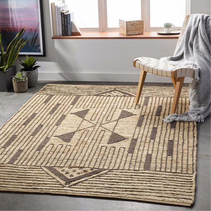 media image for Brookwood BKD-2300 Hand Knotted Rug in Butter & Dark Brown by Surya 21