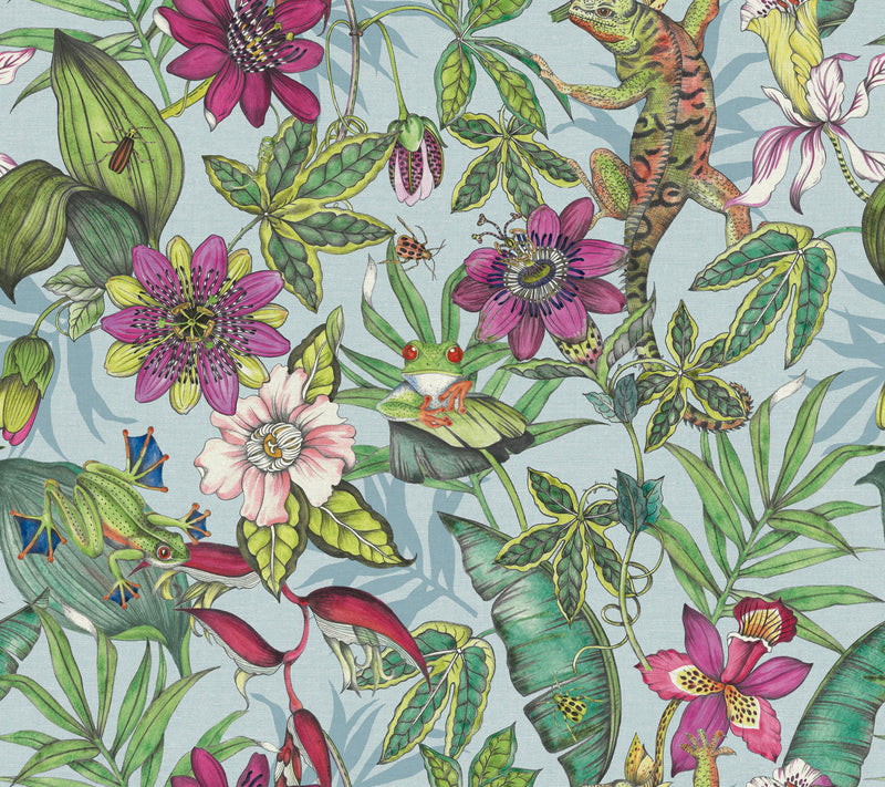 media image for Rainforest Wallpaper in Blue/Multi from the Blooms Second Edition 292