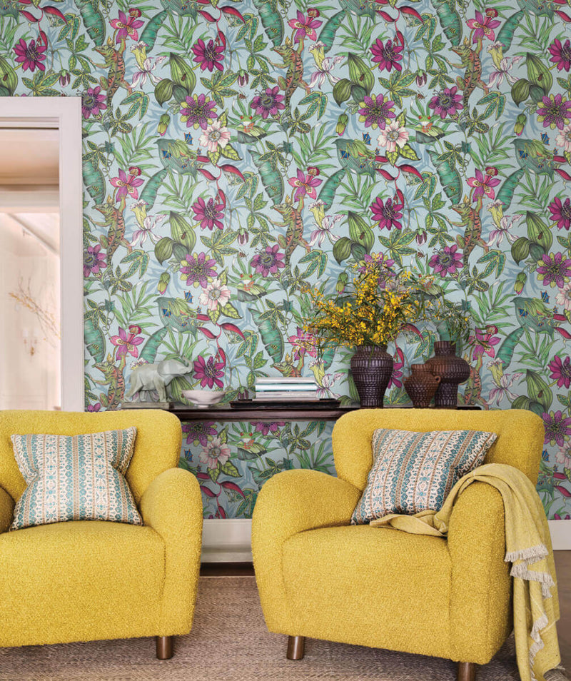 media image for Rainforest Wallpaper in Blue/Multi from the Blooms Second Edition 262