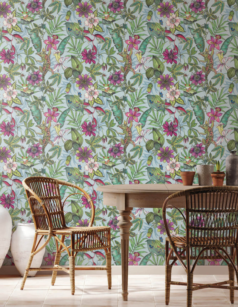 media image for Rainforest Wallpaper in Blue/Multi from the Blooms Second Edition 254
